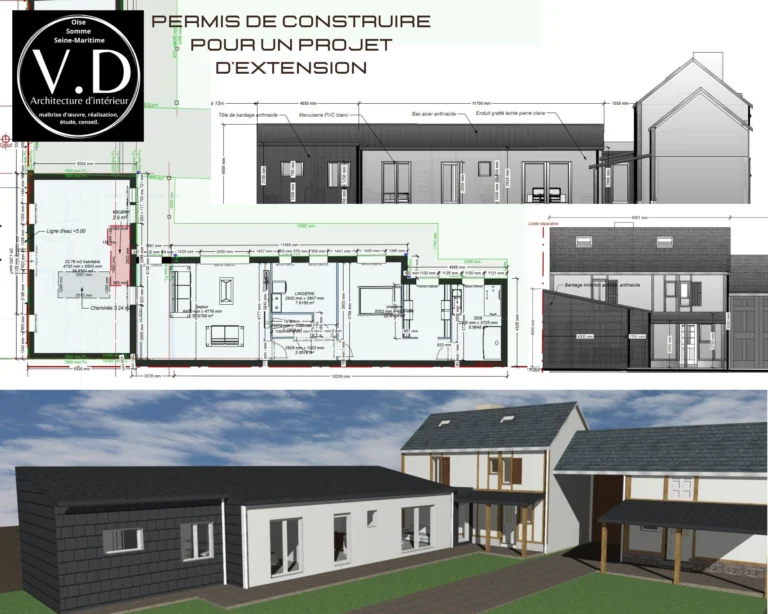 Architecte d'intérieur à Grandvilliers, permis de construire. projet d'agrandissement d'une maison picarde