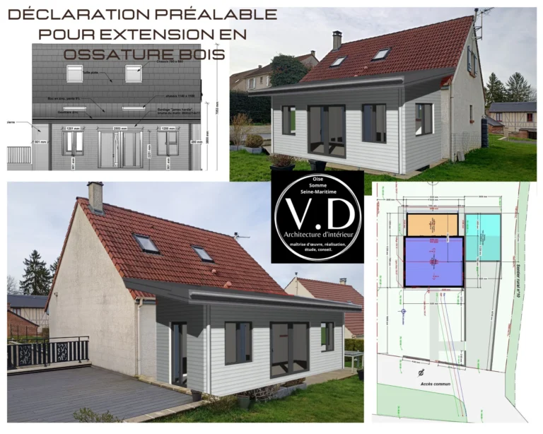 architecte d'intérieur à Beauvais, Permis de construire pour extension en ossature bois