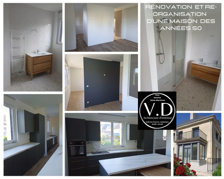 architecte d'intérieur à Grandvilliers, rénovation d'une maison des années 50, restructuration de l'agencement des pièces de la maison, utilisation des isolants biosourcés, isolant naturel.